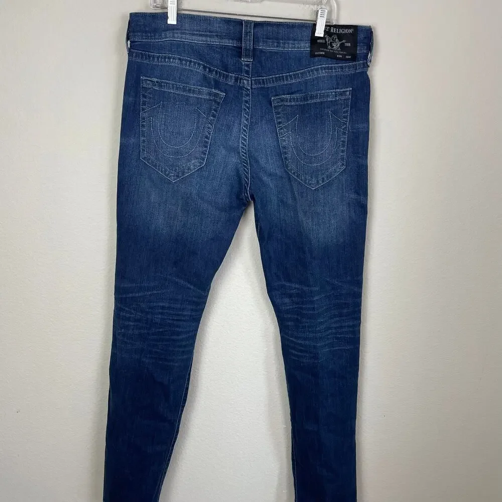 True Religion Men's Geno Relaxed Slim Blue Denim Jeans 36